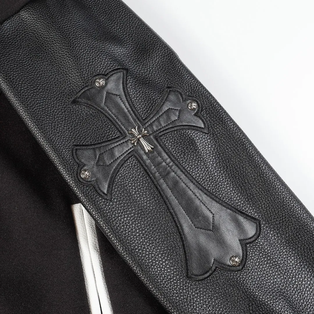 P390 Chrome hearts Classic horseshoe style embroidered leather baseball jersey - One-to-one restoration of heavy industry hardware accessories - Laser burning process - Dragon and Phoenix nylon with pebbled hand sleeves M L XL XXL